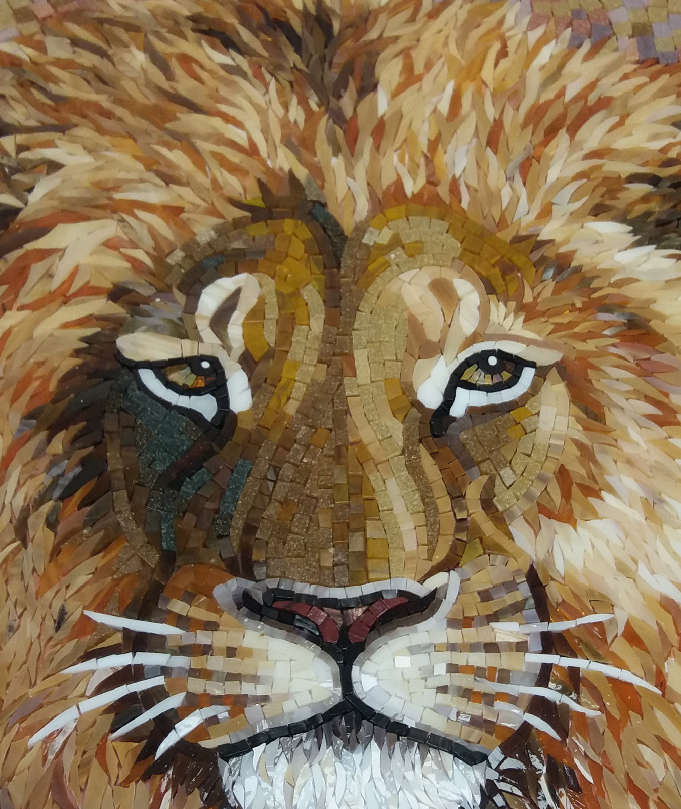 Artistic mosaic "LIONS" in the classic bathroom