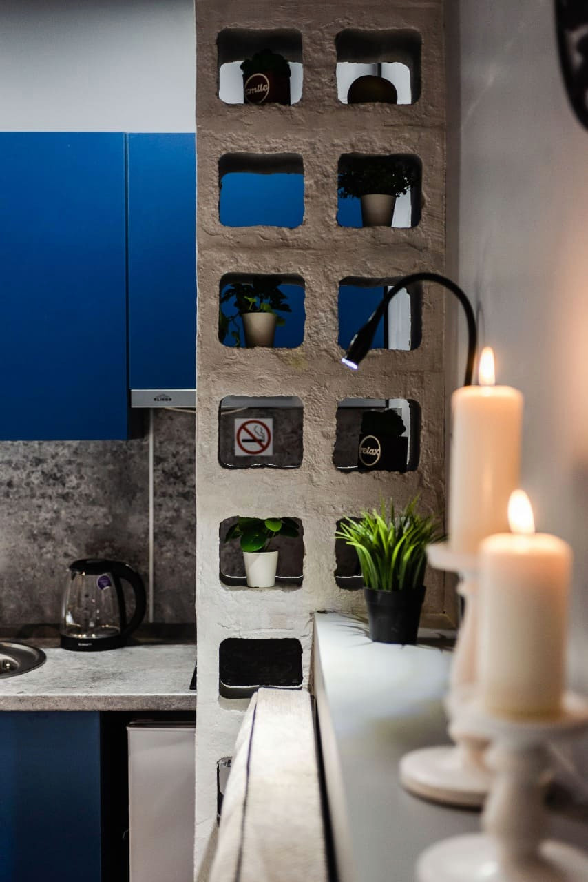 МИНИ Отели ЖК ОТРАЖЕНИЕ синий + бетон