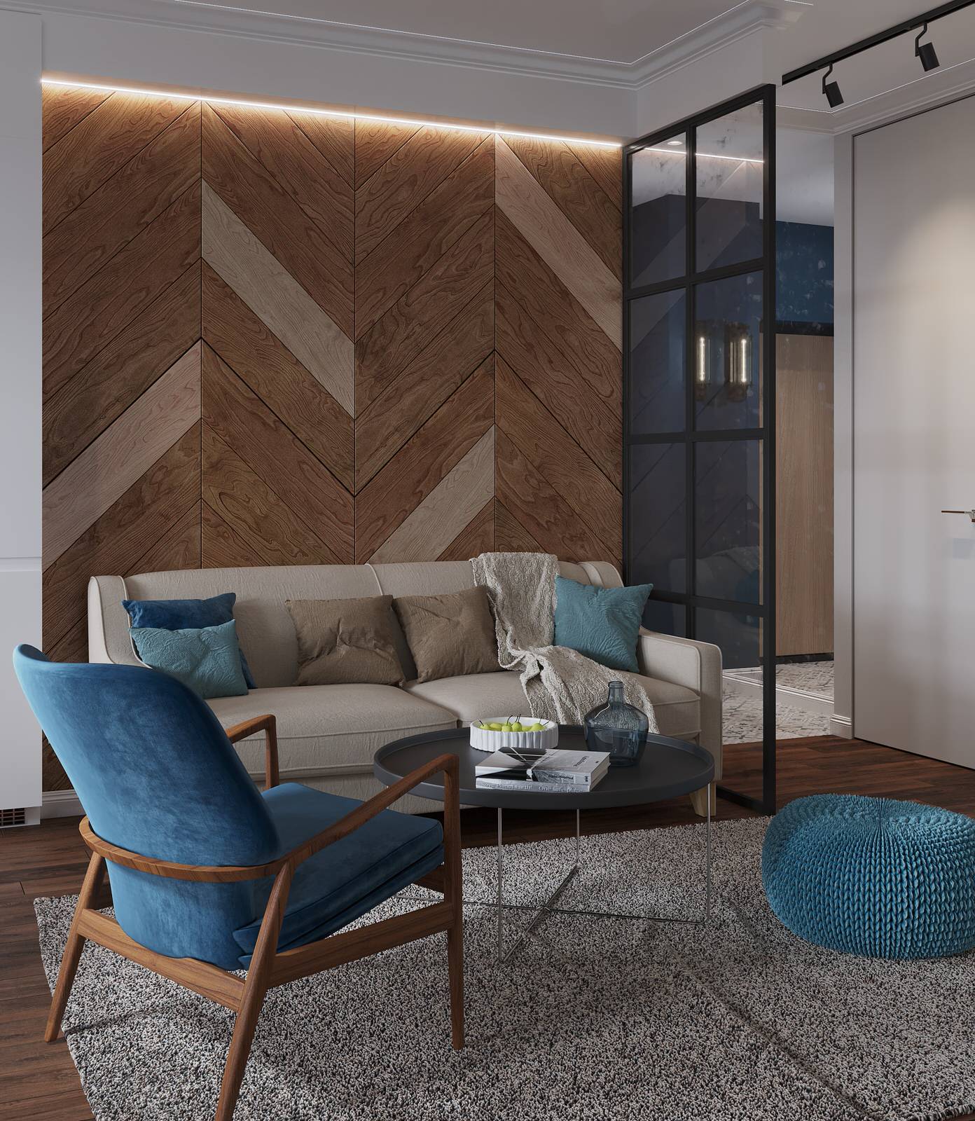 Интерьер в природной гамме для семьи с двумя детьми