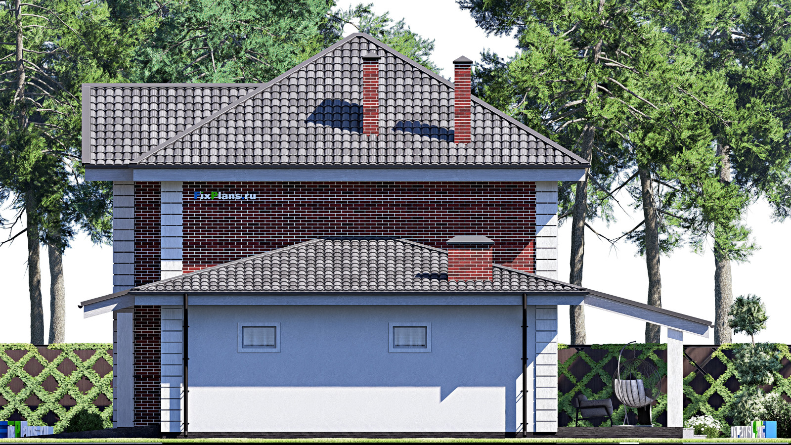 Проект двухэтажного дома 14х14 м S178м2 F-17315