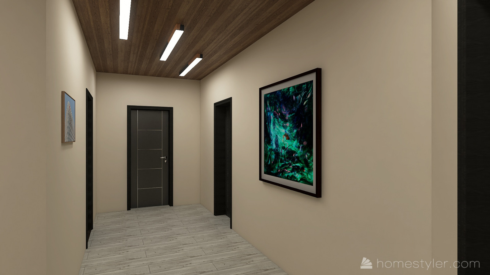 Коридор с видом на двери, ведущие в спальни