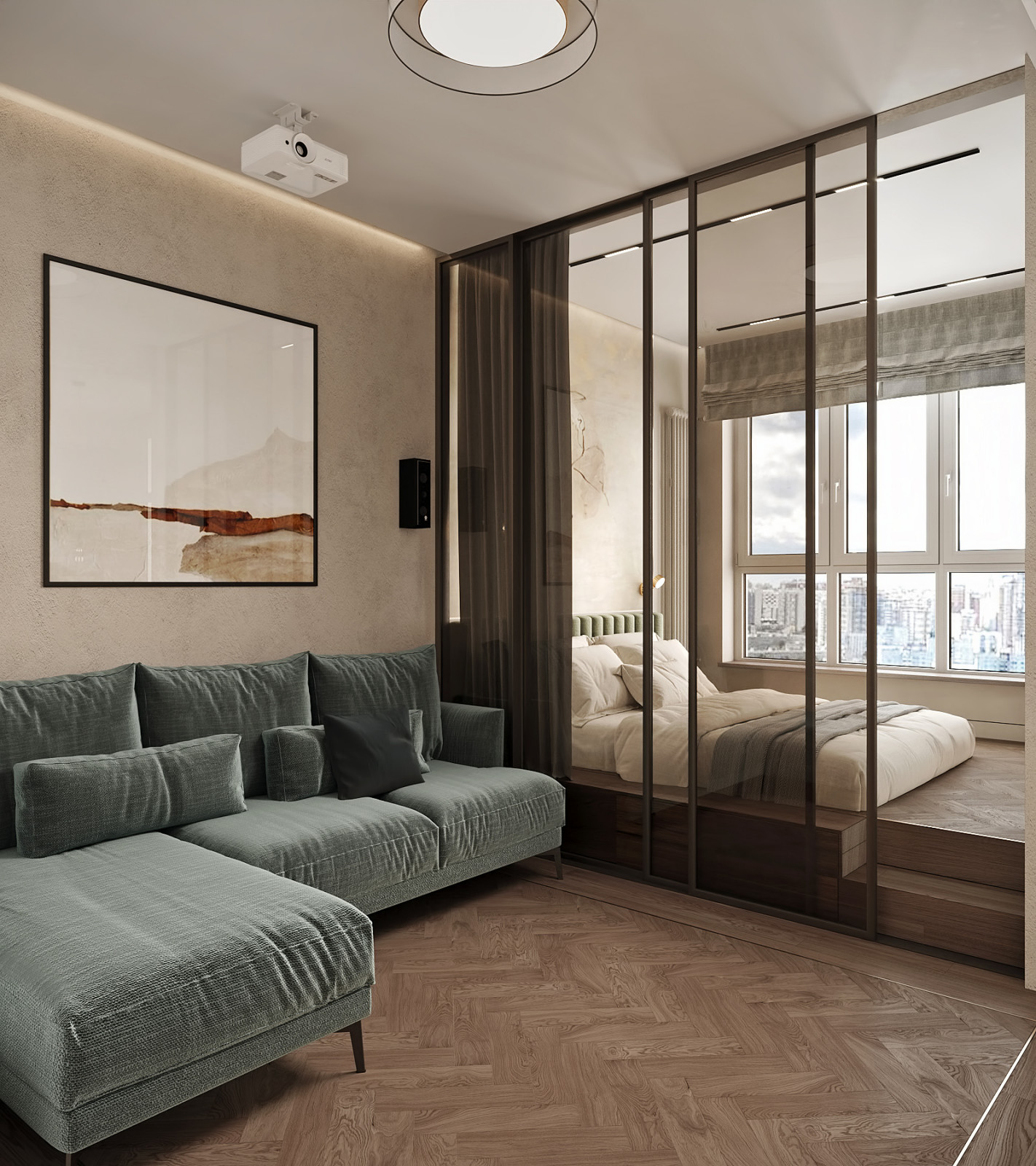 ЖК "Огни". Квартира для большой семьи. Гостиная.