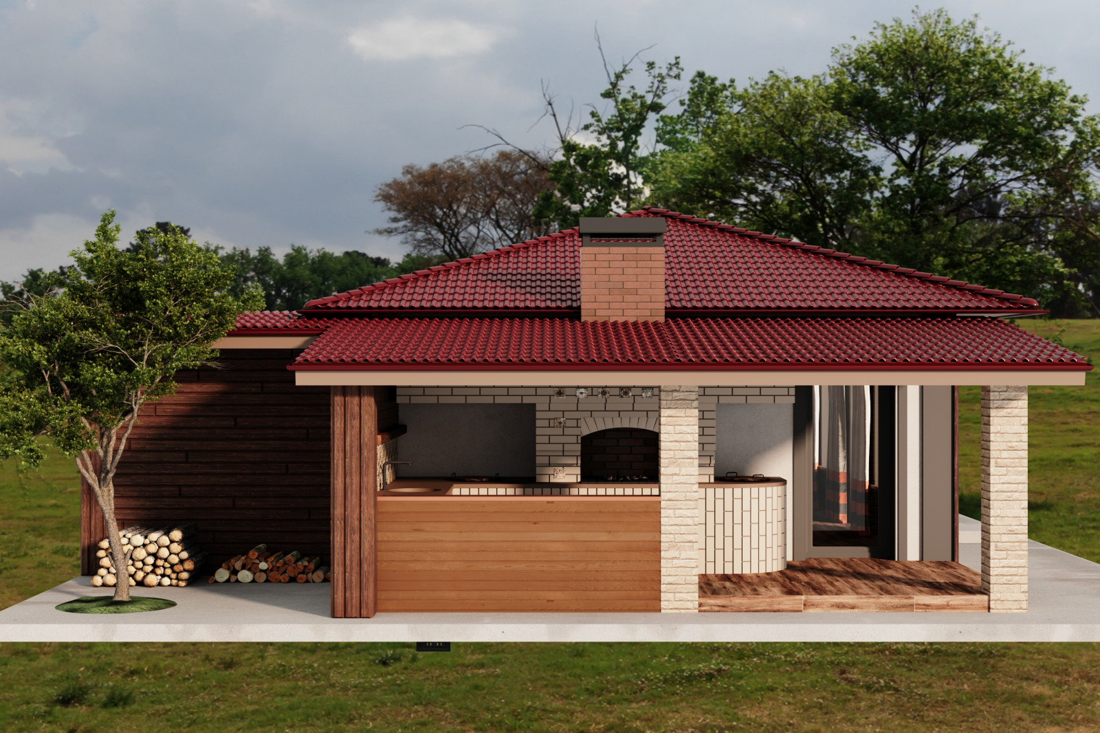 Летне-зимний домик для барбекю.