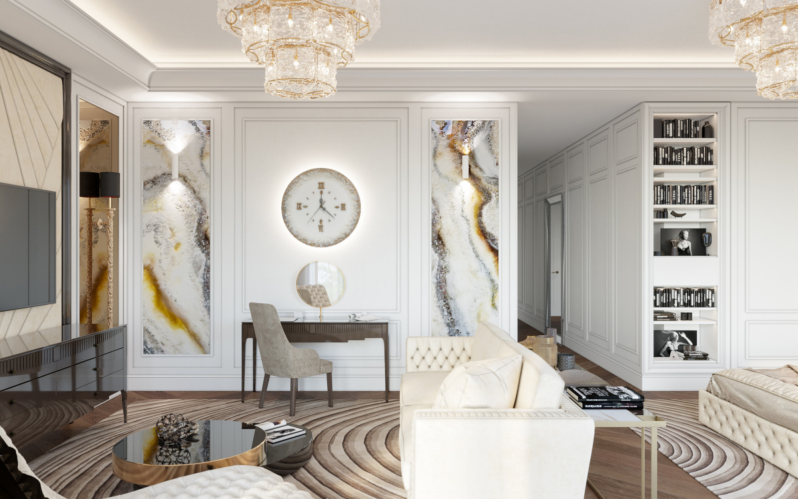 Квартира в ЖК Садовые кварталы в стиле современная классика в белых тонах