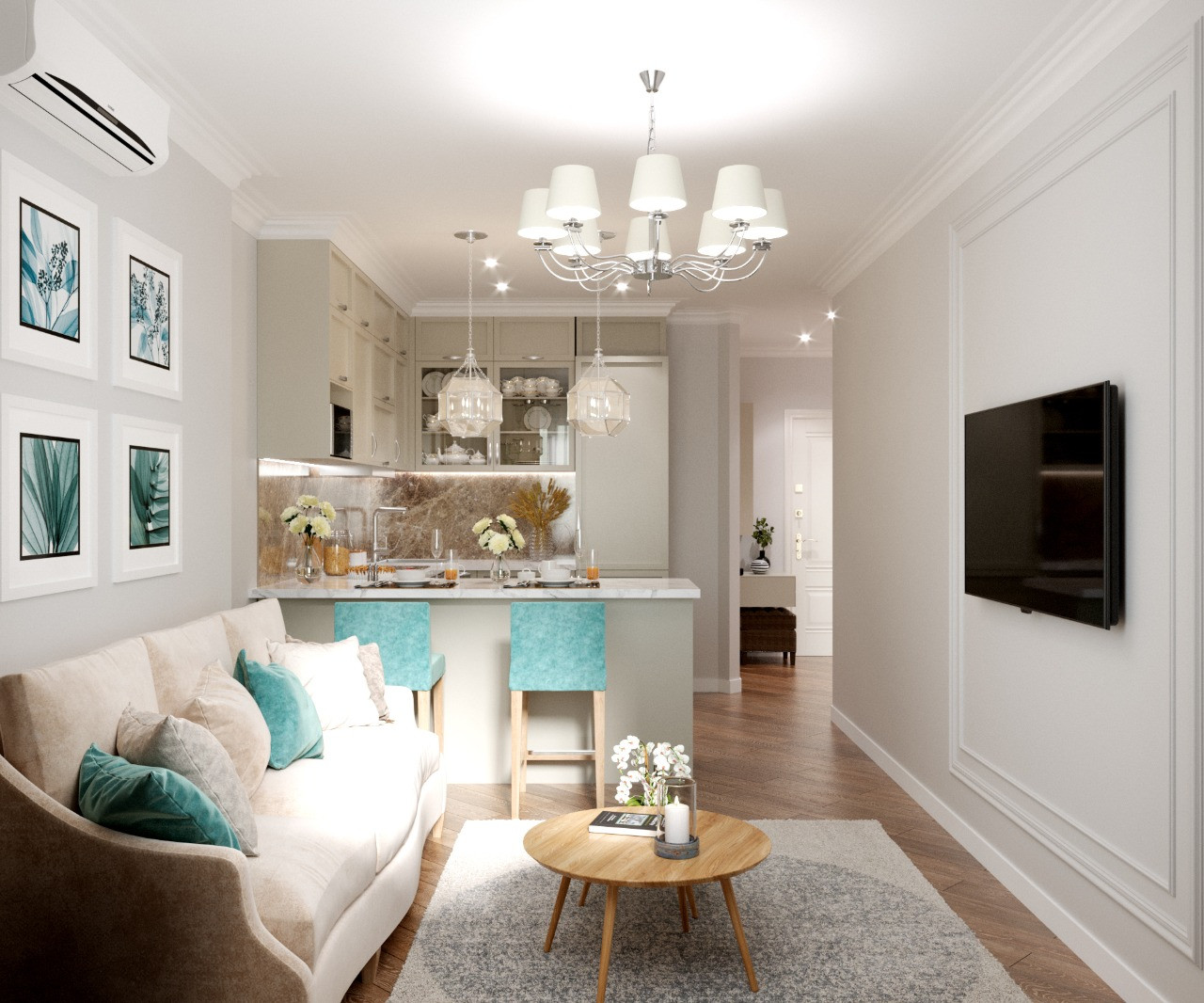 Лед и пламень. Кухня-Гостиная.