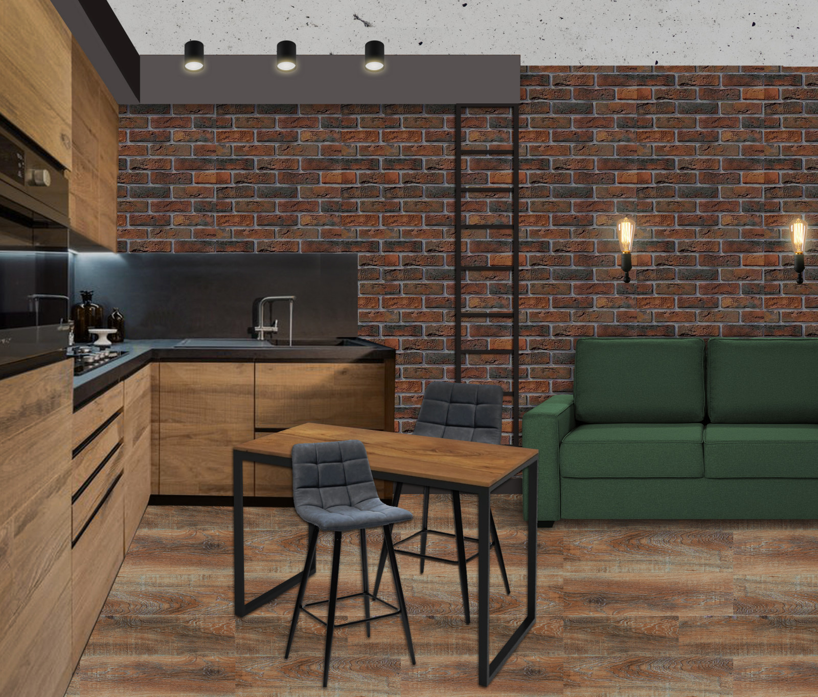 Обложка проекта: Дизайн-проект квартиры в стиле лофт.