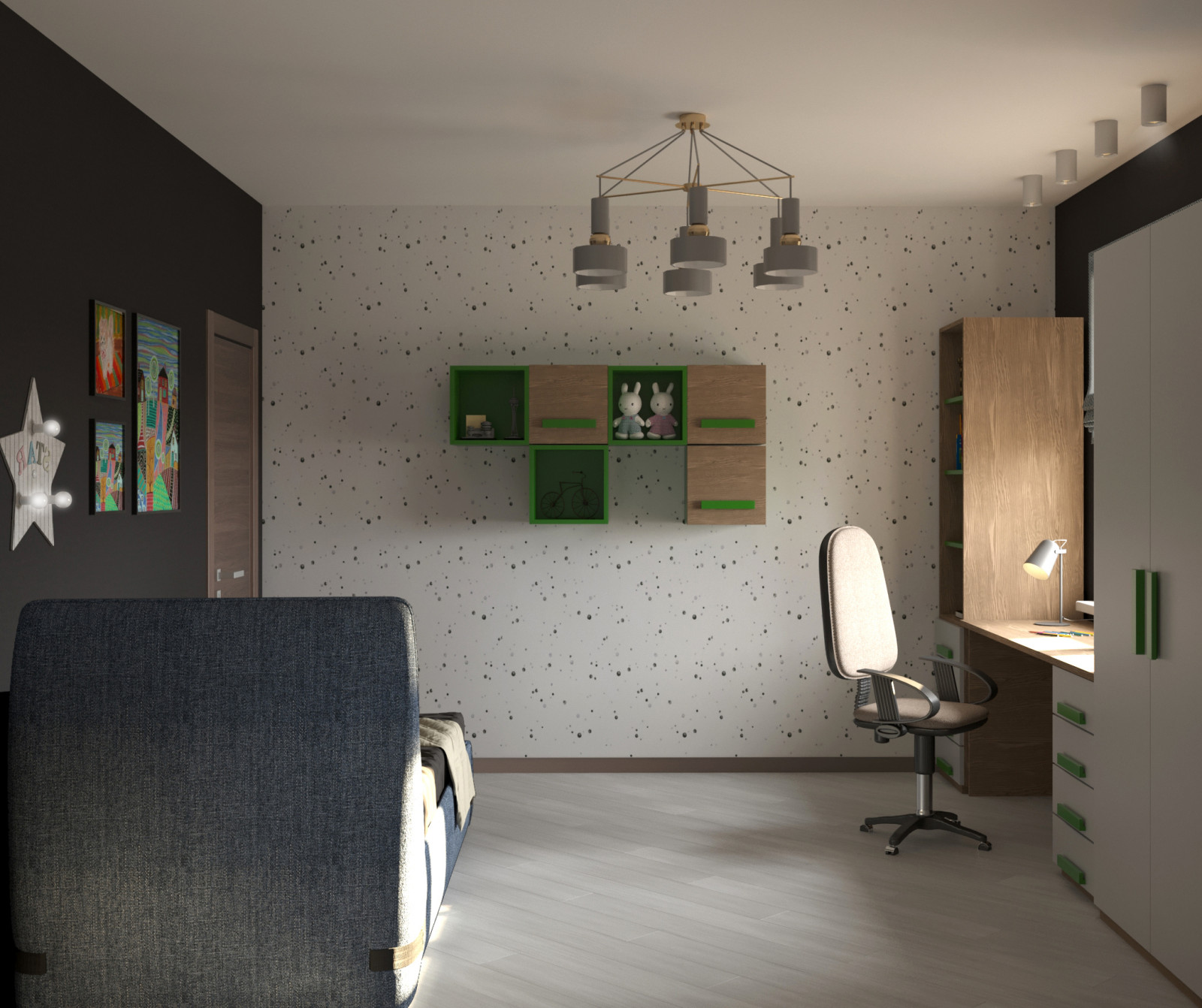 Интерьер двухуровневой четырехкомнатной квартиры