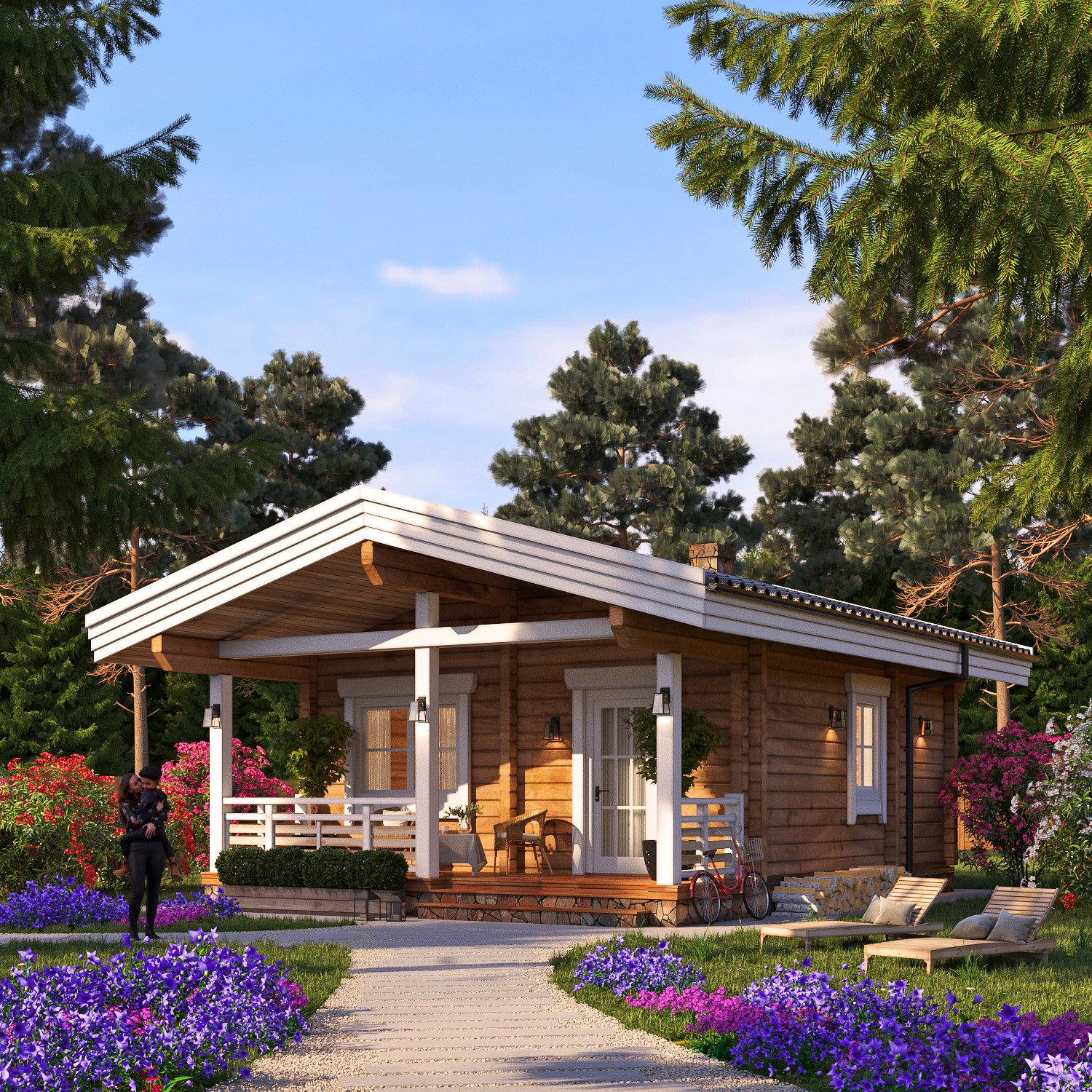 Типовой проект бани/гостевого дома из бруса 42,75 кв.м.