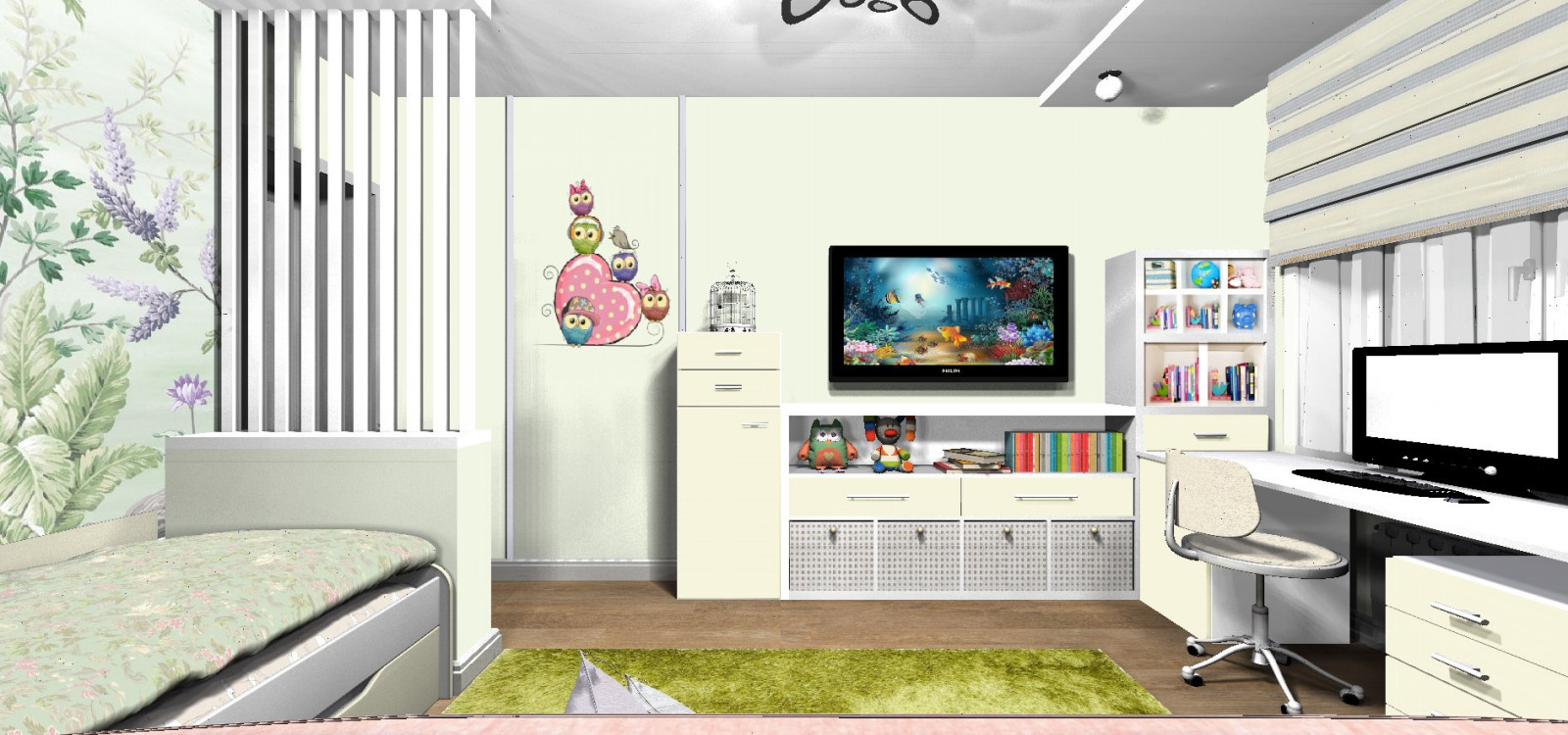 Два цветовых варианта. Детская для маленькой и очень позитивной девочки)