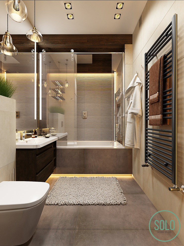 Modern Interior with loft elements for young couple