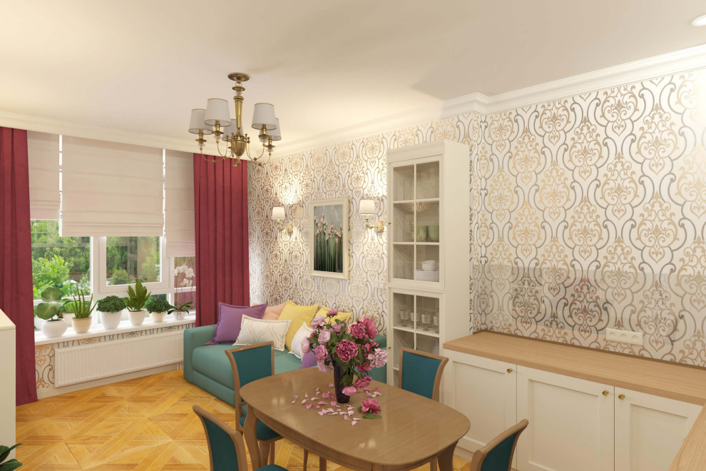 Двухкомнатная квартира 61м2 в ЖК "Соколиный форт" в стиле неоклассика