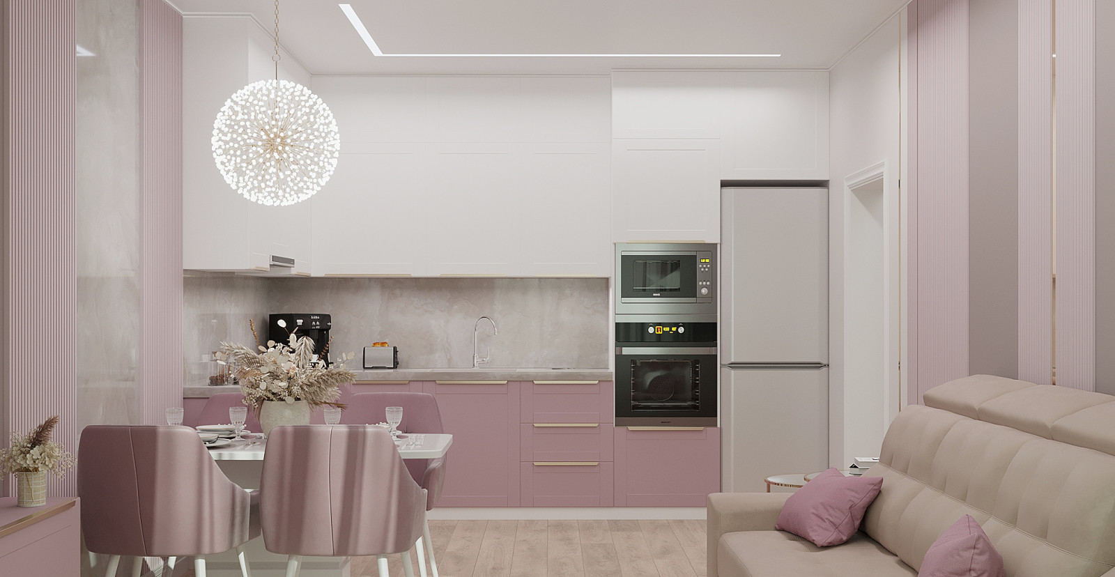 Обложка проекта: гостиная столовая в небольшой квартире