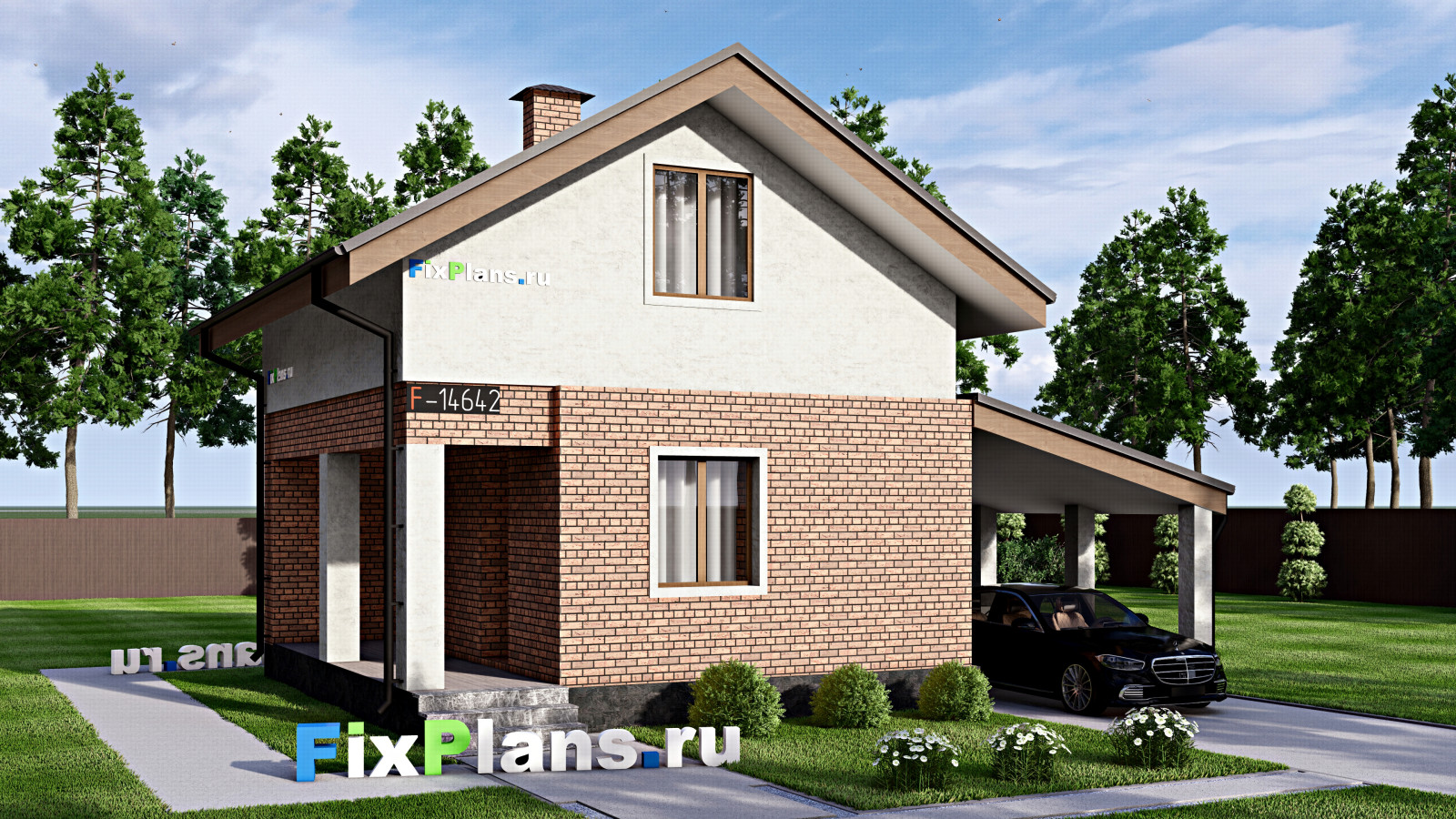 Обложка проекта: Проект дома с мансардой 11х7 м S53м2 F-14642