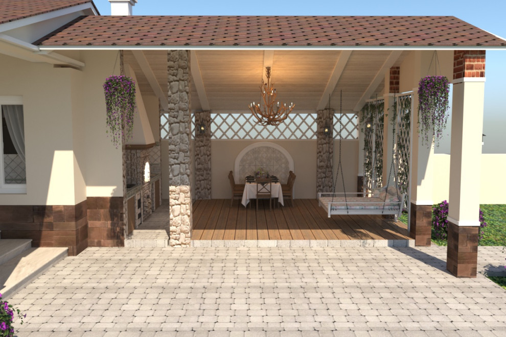 Дизайн зоны барбекю, басена