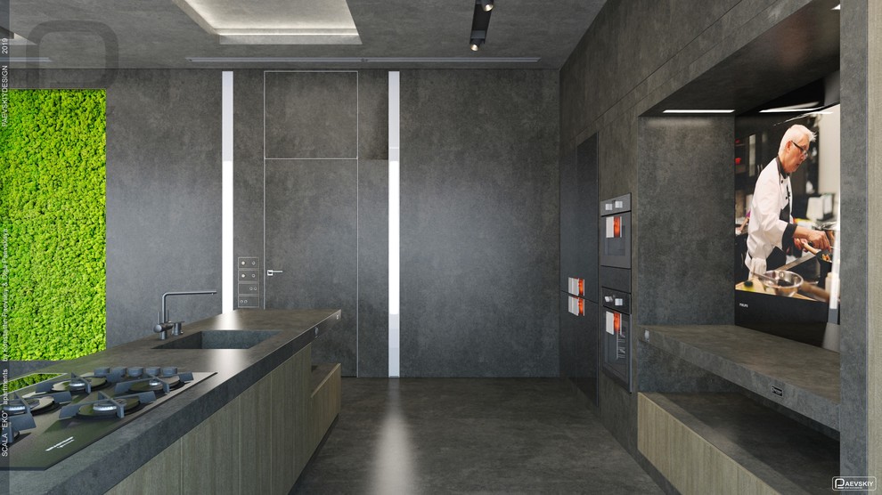 Современная кухня в загородном доме