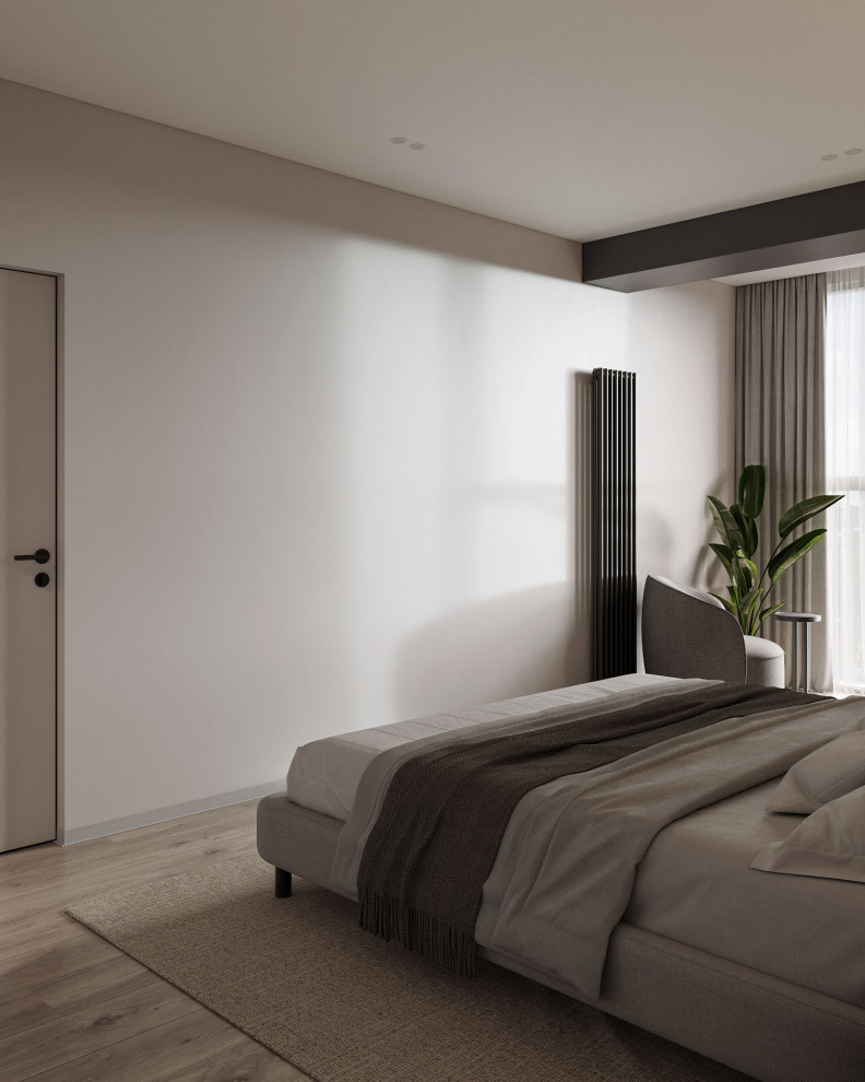 Лаконичная мастер - спальня в монохроме
