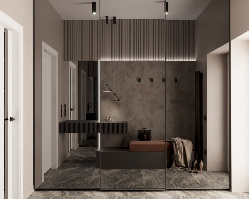 Кухня-гостиная в мягких оттенках