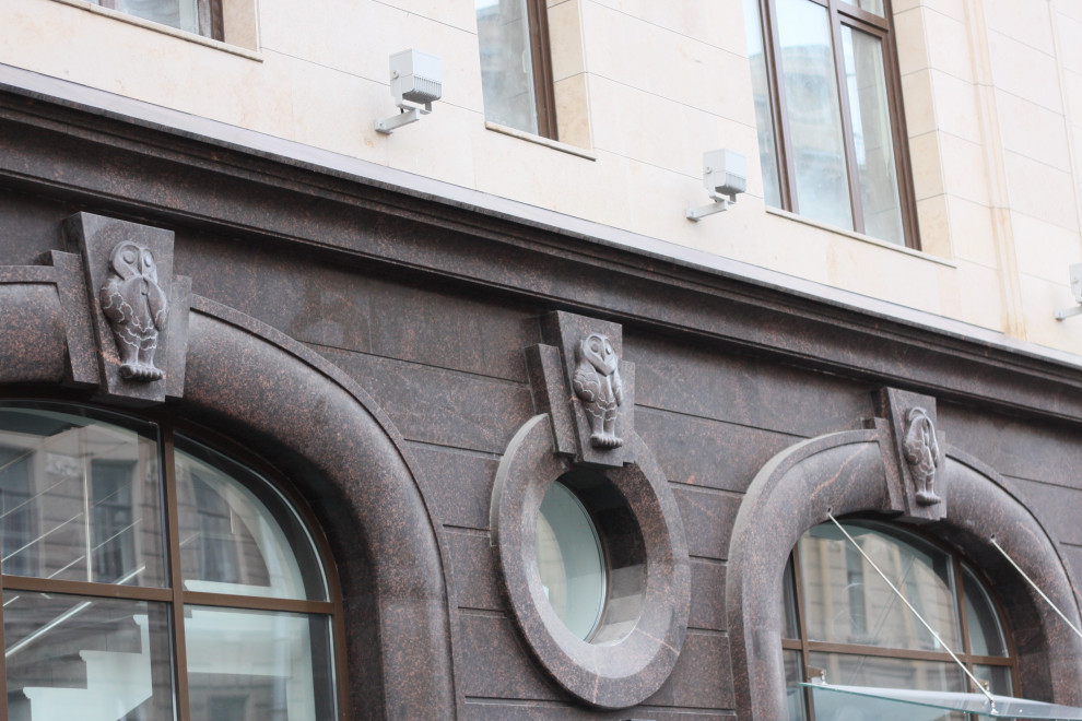 Обложка проекта: Гранитные совы на здание Финский переулок, дом 4 (Санкт-Петербург)
