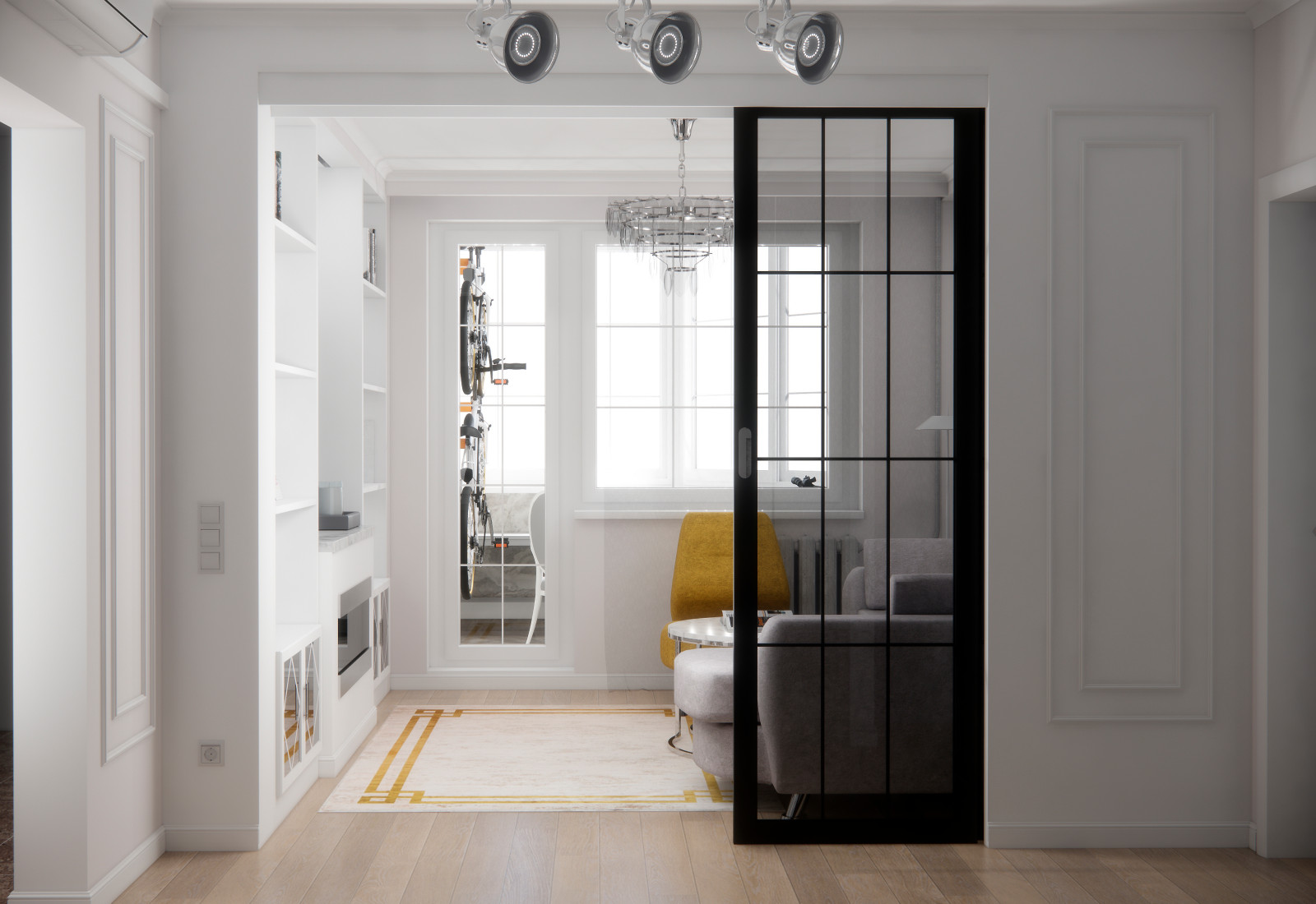 Гостиная, холл и балкон, Нарвская