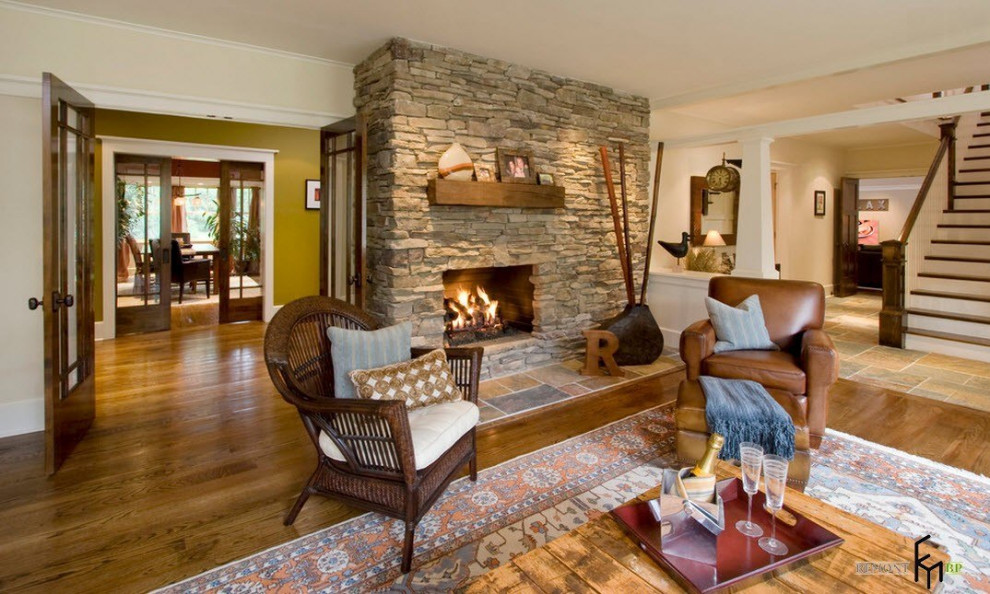 Обложка проекта: Гостиная с камином