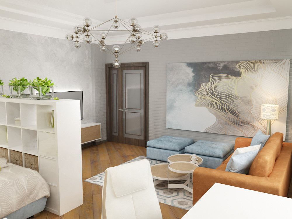 Гостиная-спальня-кабинет