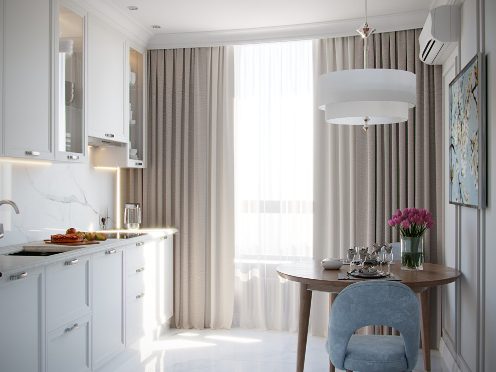 Обложка проекта: Дизайн небольшой кухни в пастельных тонах