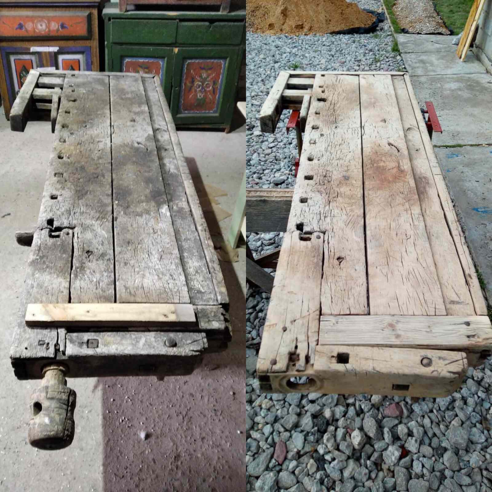 Обложка проекта: Стол, консоль из старого верстака. Преображение в современный полноценный предме