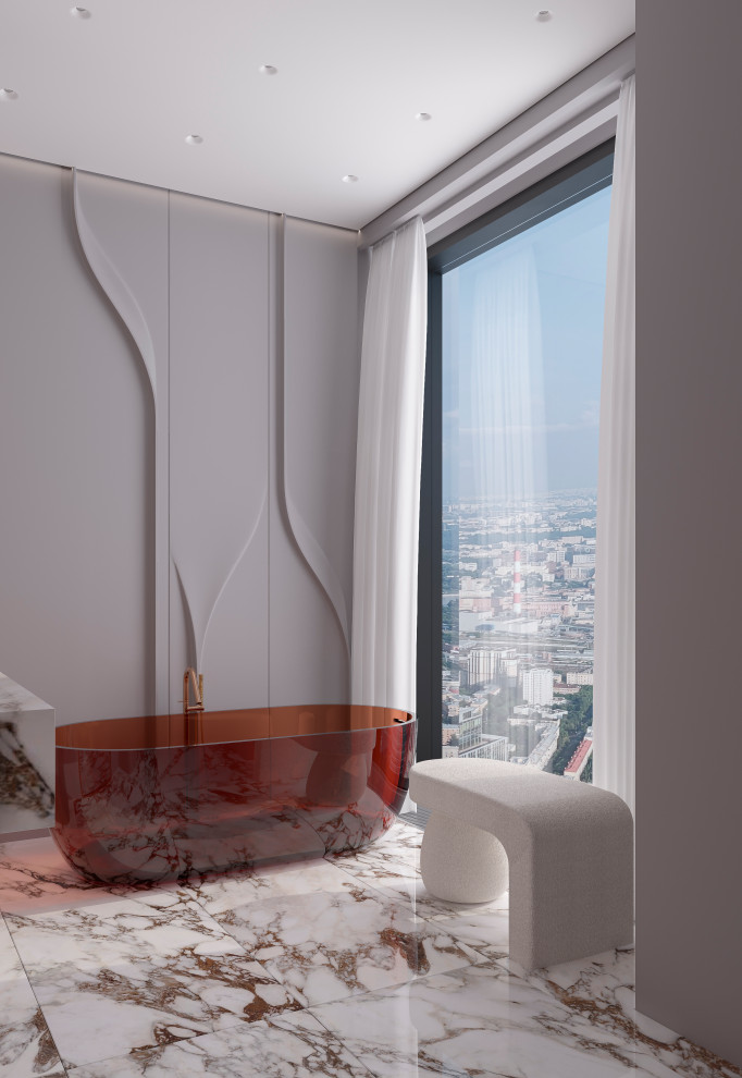 Мастер-ванная из проекта "Оранжевый Блюз" в ЖК Neva Towers, г. Москва