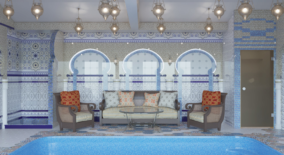 Комната отдыха о зона бассейна в частном доме