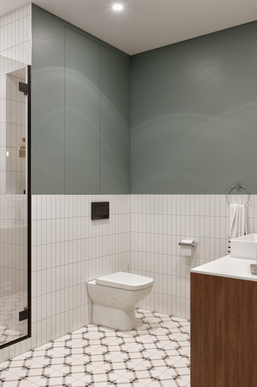 Дизайн квартиры в современном стиле. Цветные акценты и библиотека в 90 м. кв.