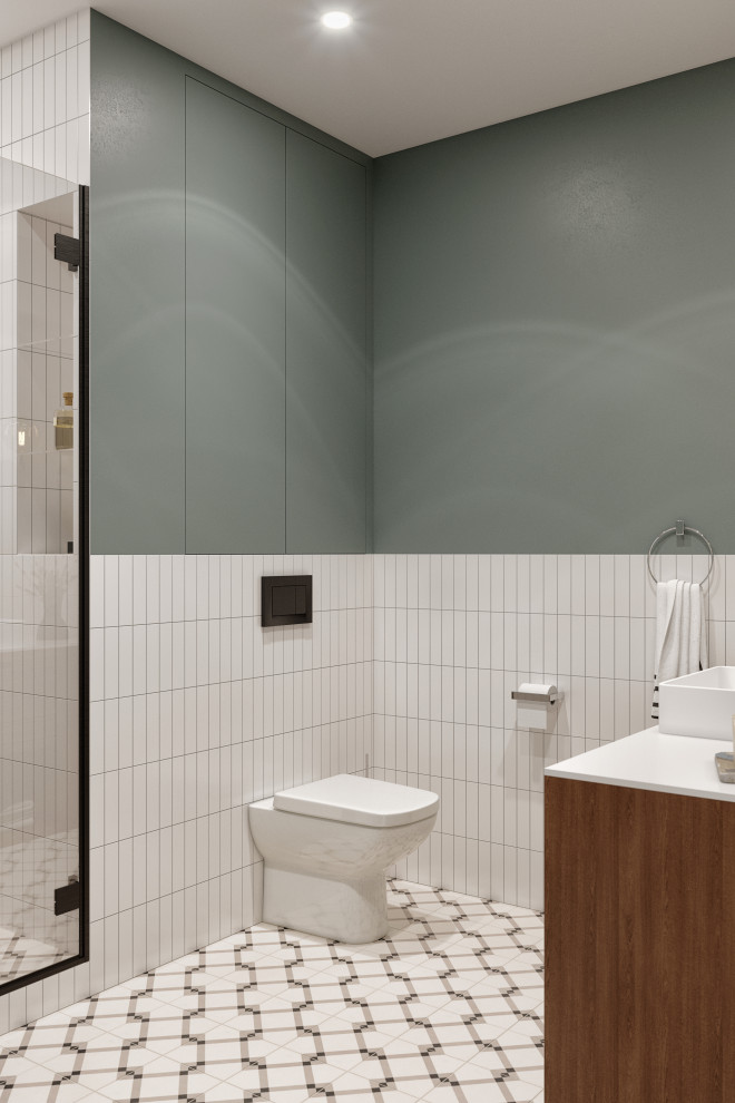 Дизайн квартиры в современном стиле. Цветные акценты и библиотека в 90 м. кв.