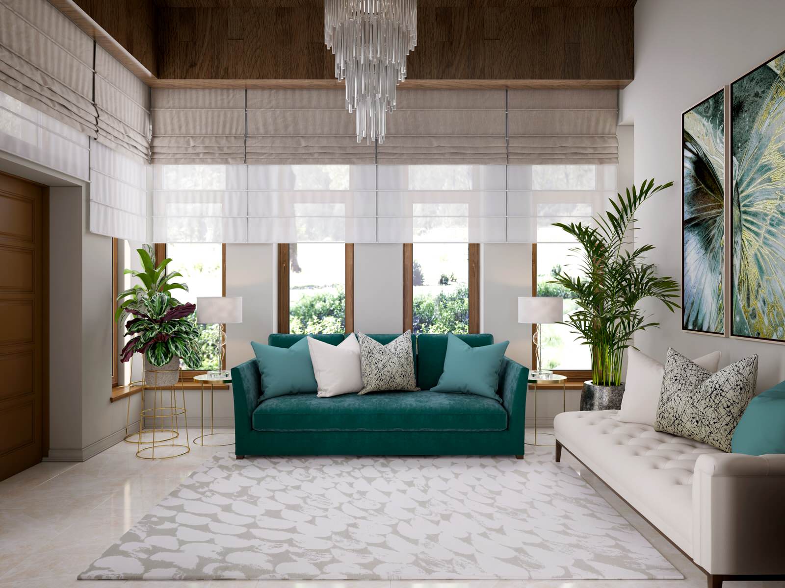 Гостиная и зимний сад в доме на Новорижском шоссе. 80 кв.м Дизайн,Комплектация..