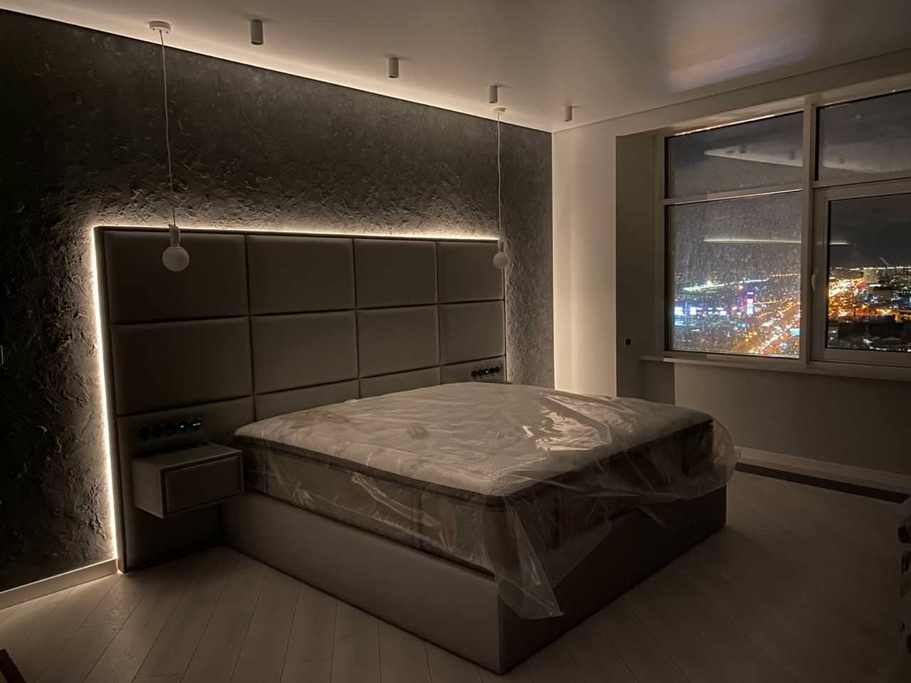 Мягкие стеновые панели в спальне