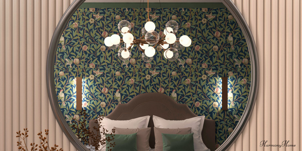 Спальня с английскими обоями