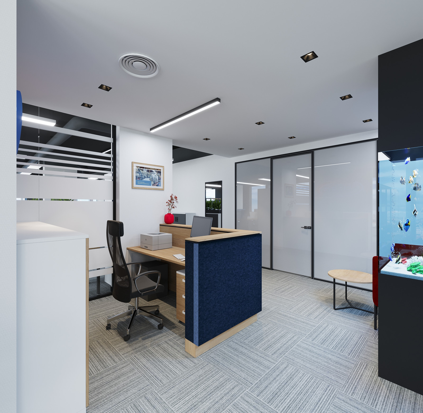 Интерьер офиса компании "ВЕЗА" в бизнес-центре Neboplaza в г. Екатеринбурге