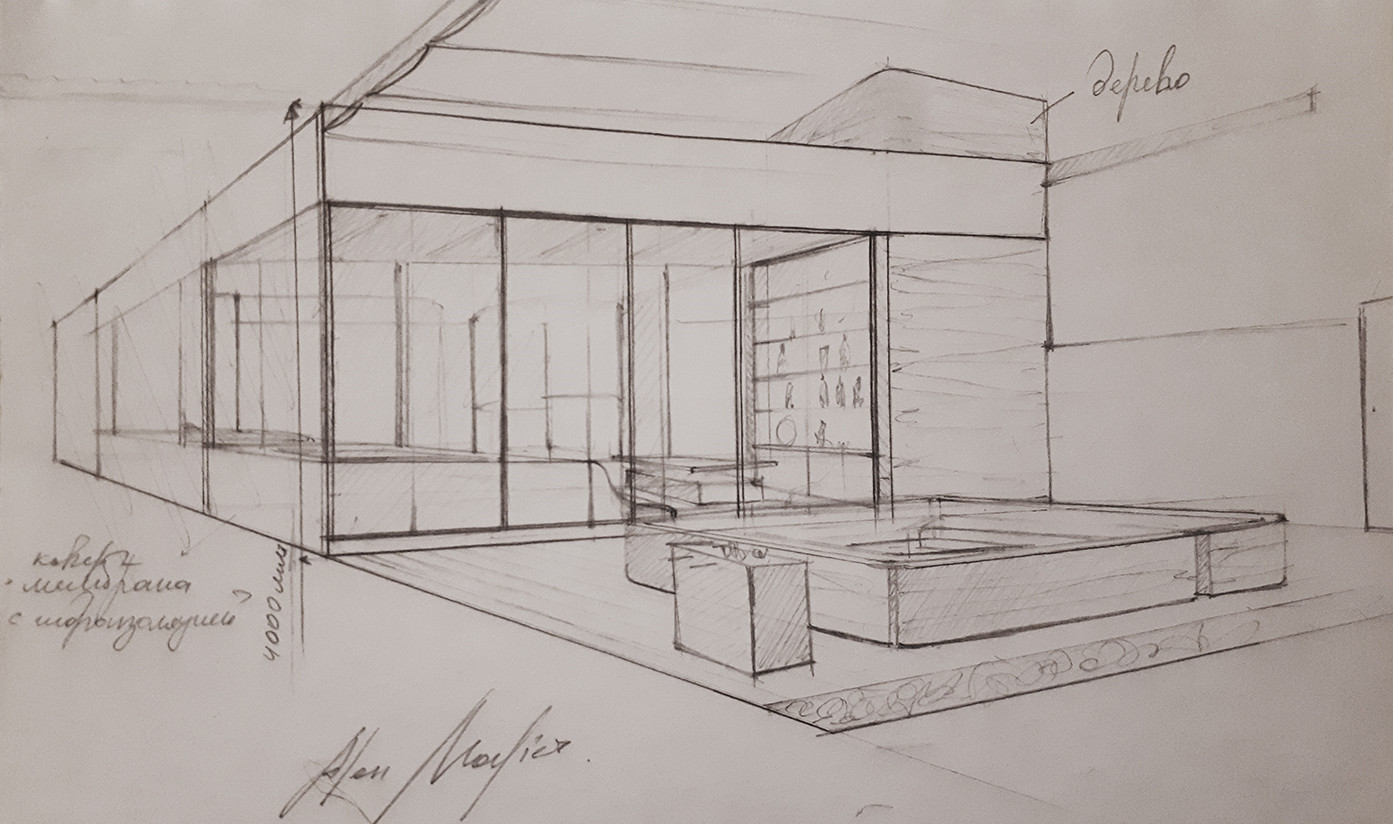 Интерьер в стиле яхты с QR-кодами лофт 46 м2 на 2 этажа