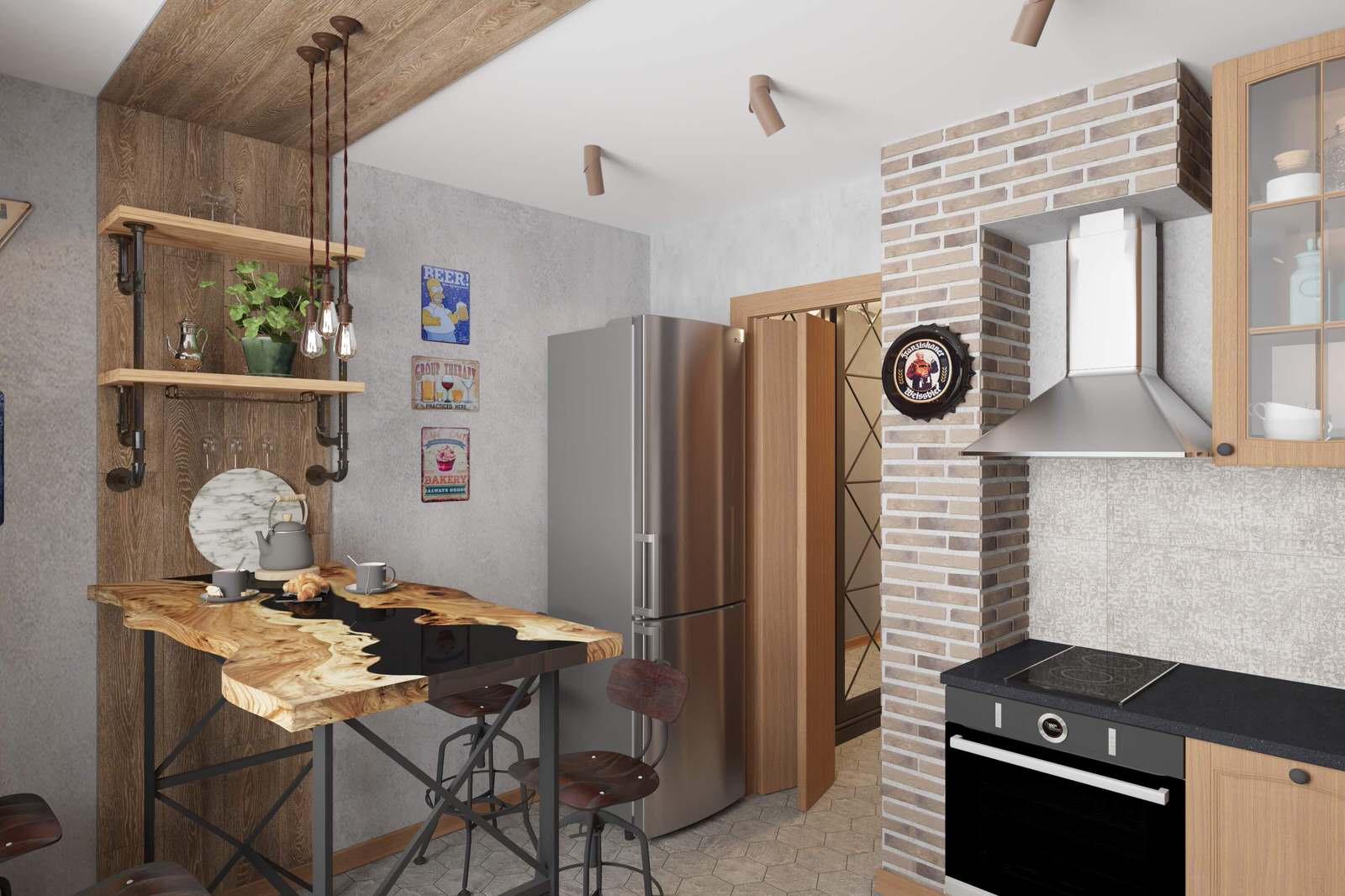 Обложка проекта: Трехкомнатная квартира 75м2 в стиле лофт, в доме серии П-3