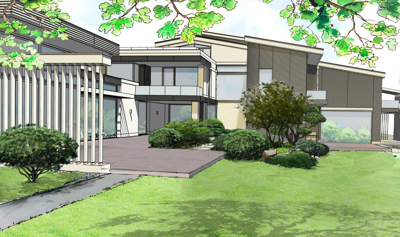 Сад на склоне с водопадом. Кристалл Истра. 2015 г