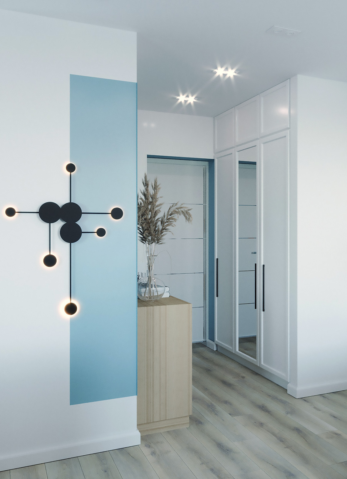 Обложка проекта: Гостиная с голубым акцентным цветом