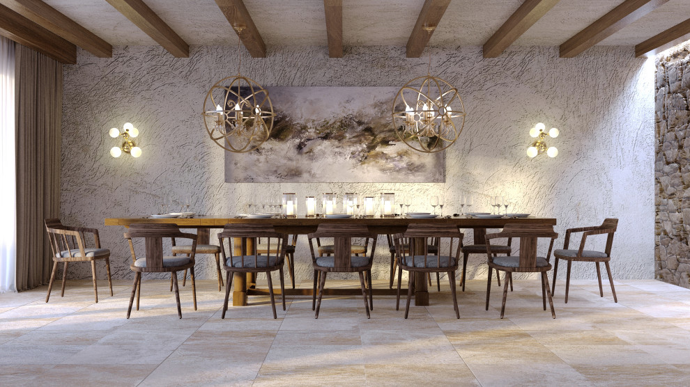 Проект интерьера террасы с камином