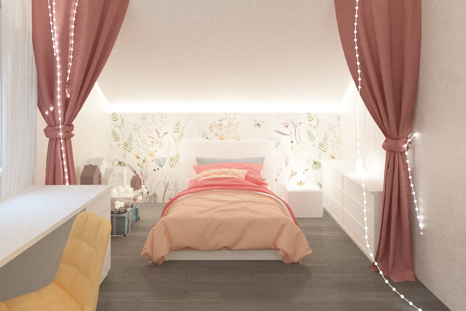 Дизайн-проект 2 этажа коттеджа,  100 кв.м.. Совместный проект с В. Кархалевой