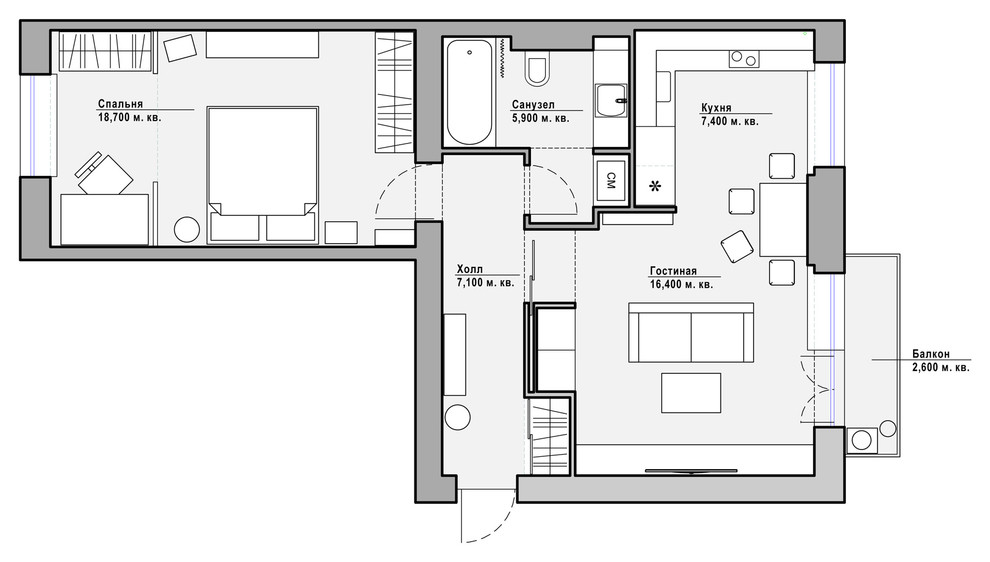 Квартира в серых тонах / gray apartment