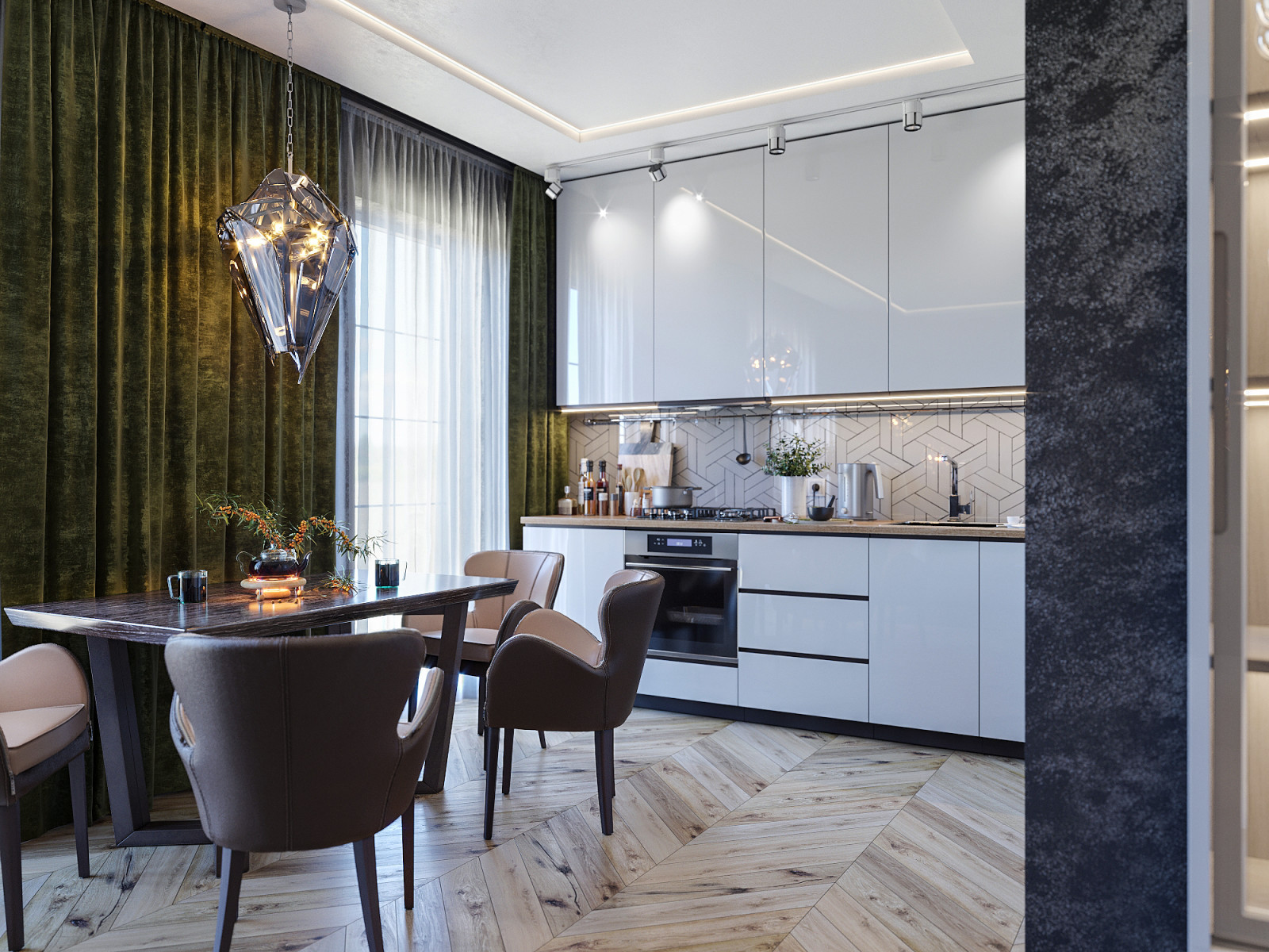 Дизайн интерьера однокомнатной квартиры с кухней-гостиной (ул.Р.Зорге)