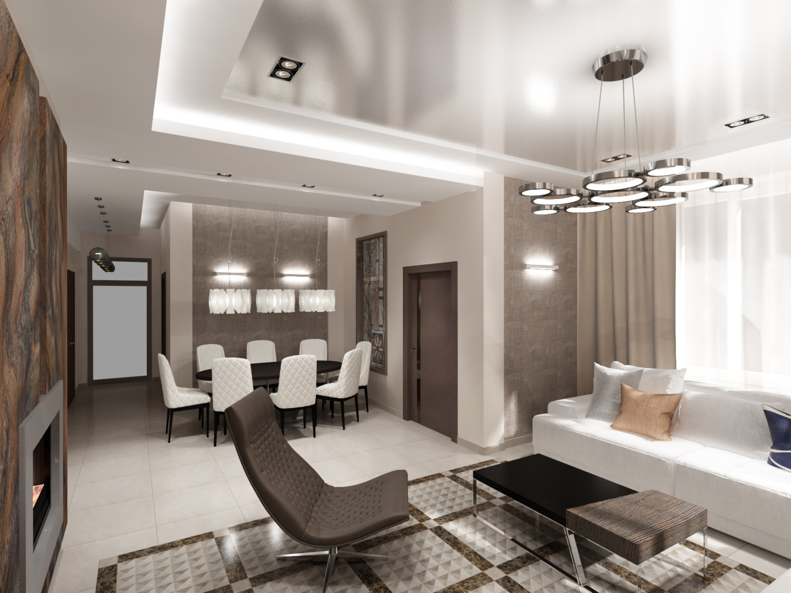 Дизайн-проект интерьеров коттеджа в ср\овременном стиле