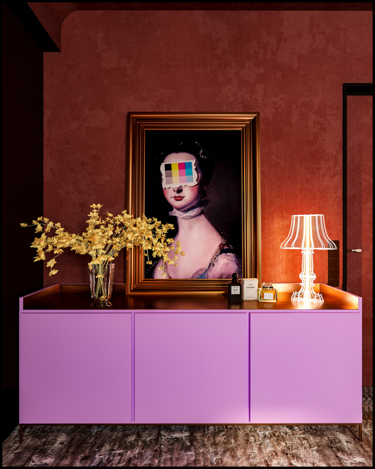 Эклектичный проект квартиры с огромной гардеробной с окном