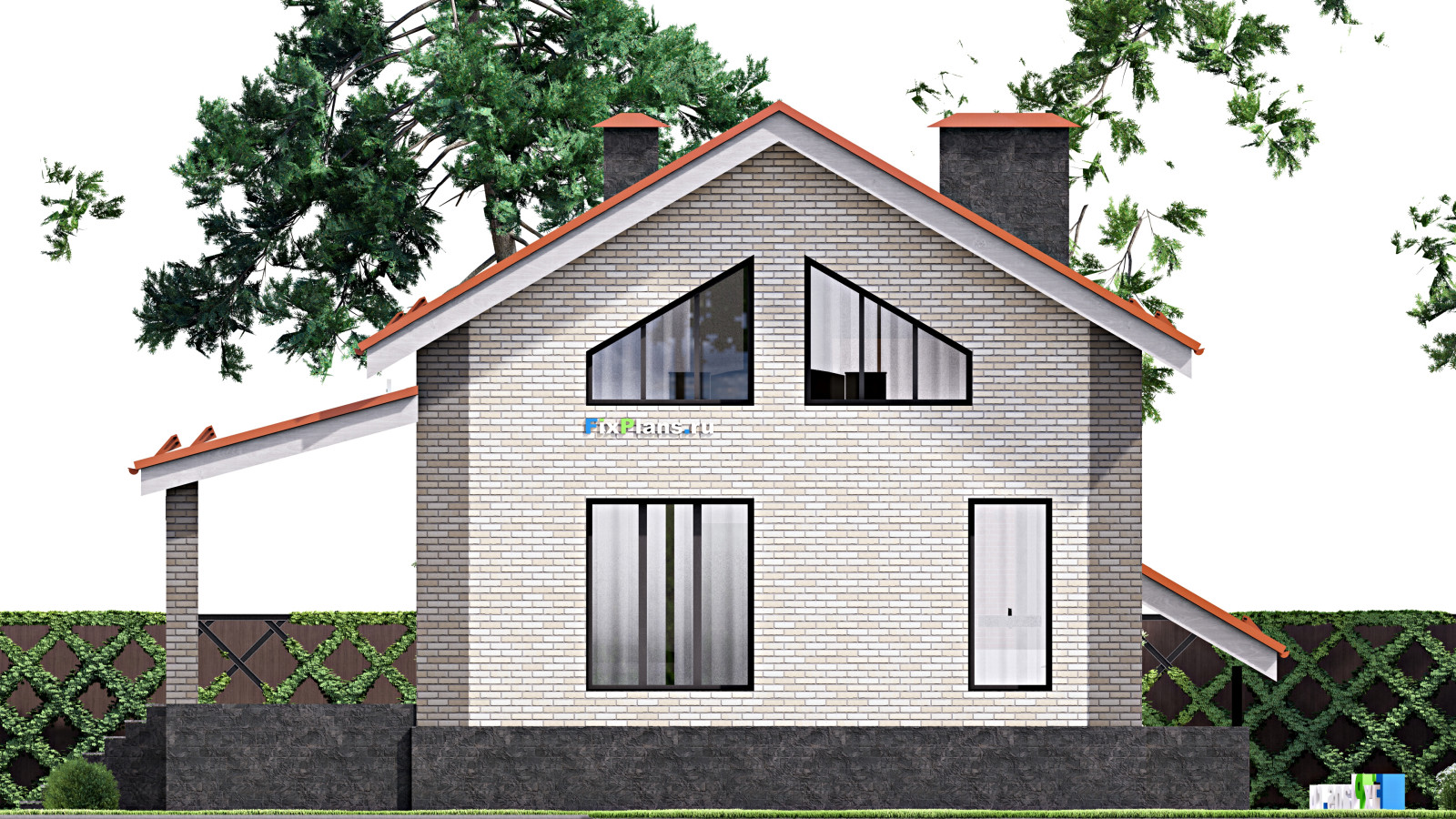 Проект дома с мансардой 12х13 м S129м2 F-15722