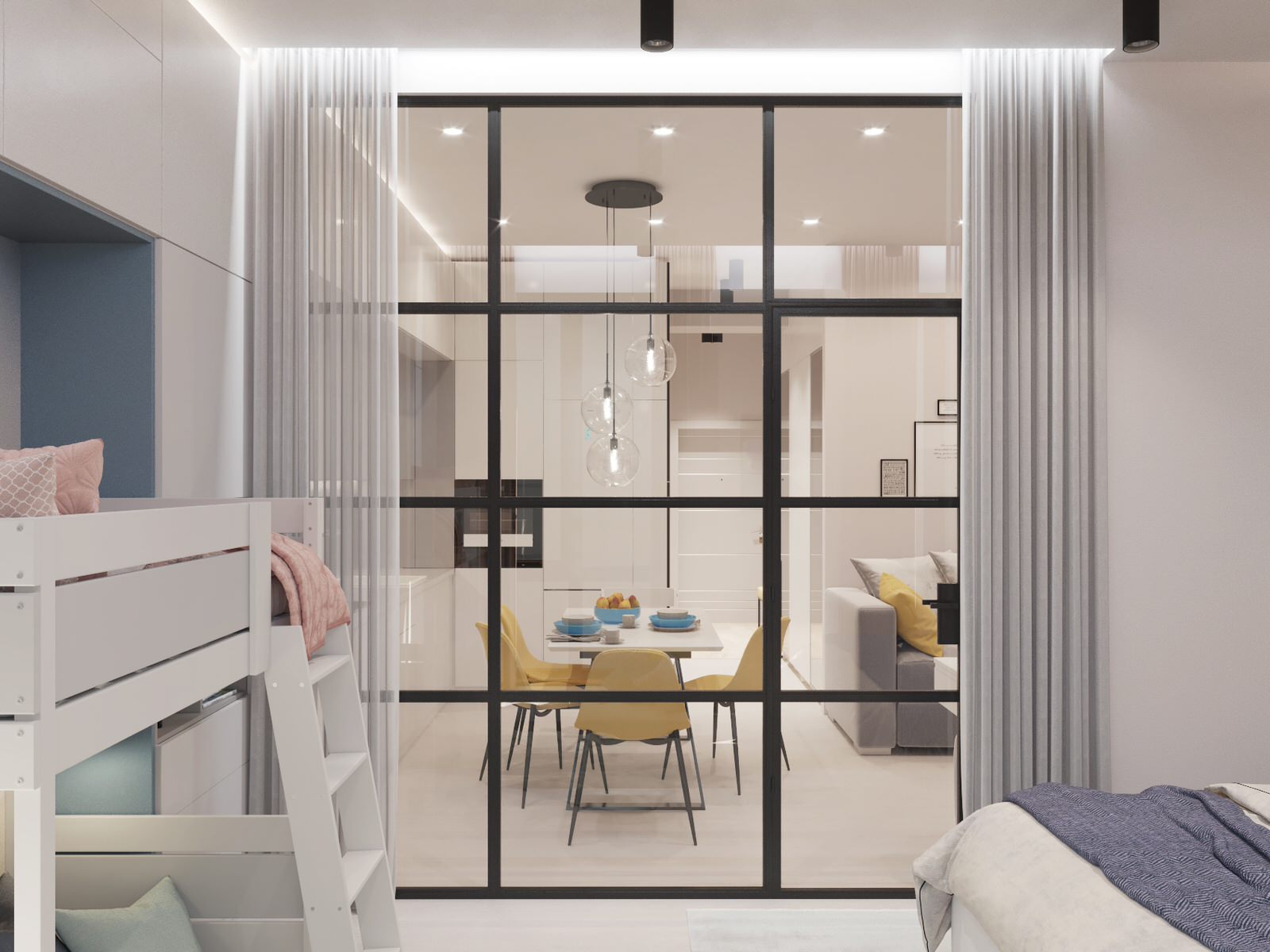 Вид из спальни в гостиную