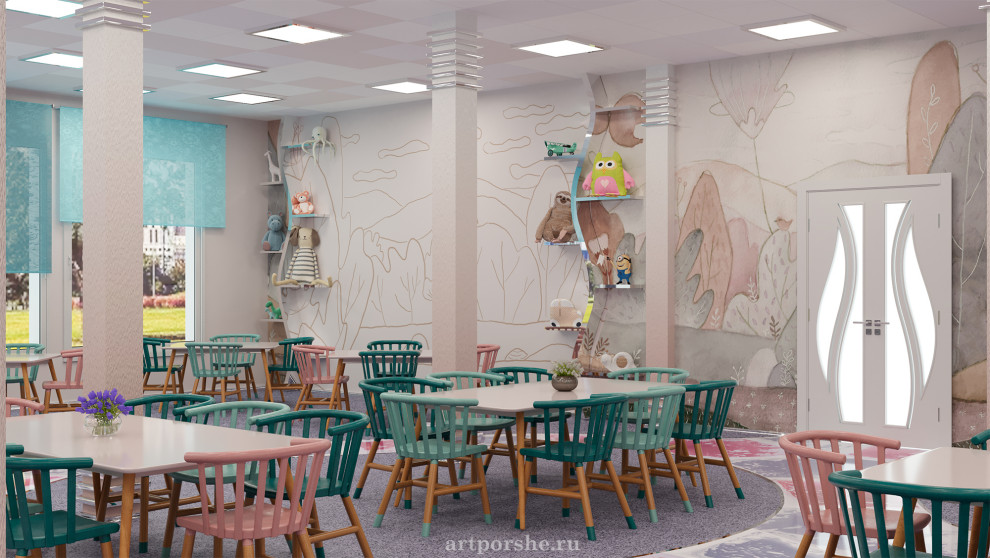 Дизайн-оформление интерьера школьного кафе