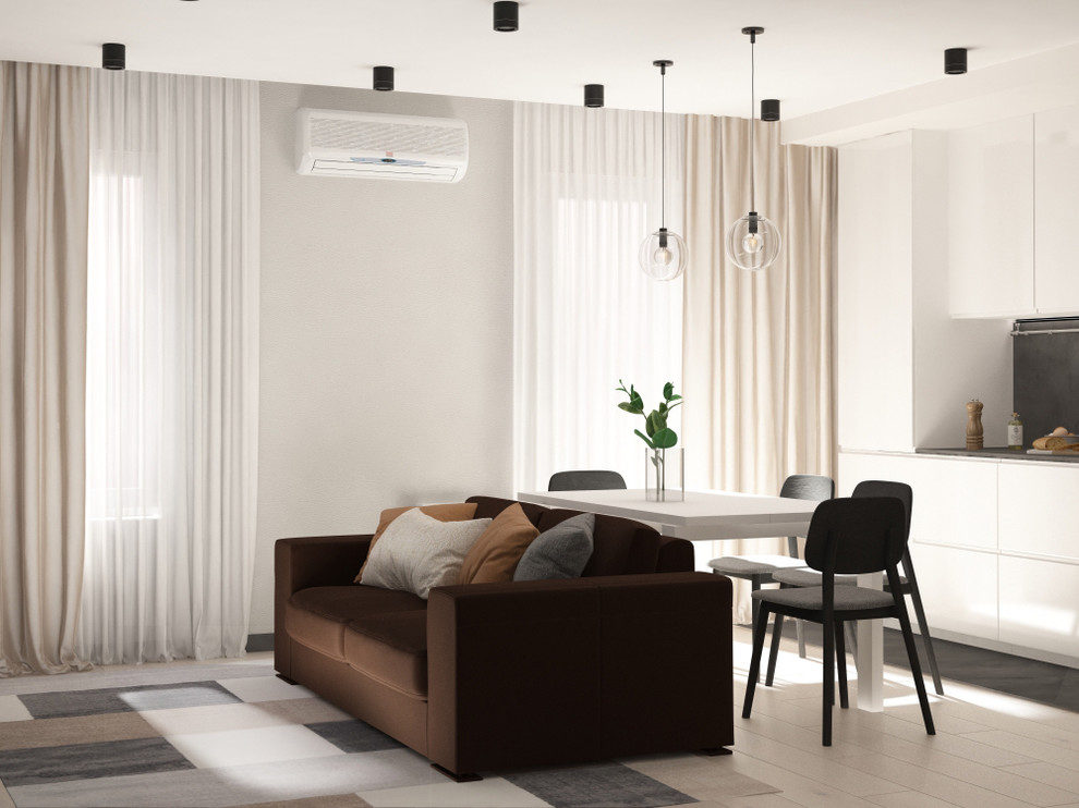 Строгий минимализм. Квартира-студия для молодого человека. Тюмень 2019г.