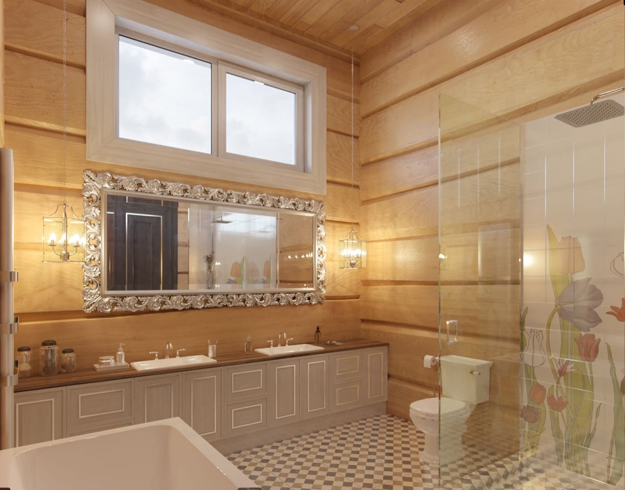 Шале со спа-зоной и бассейном из лафета кедра и бетона